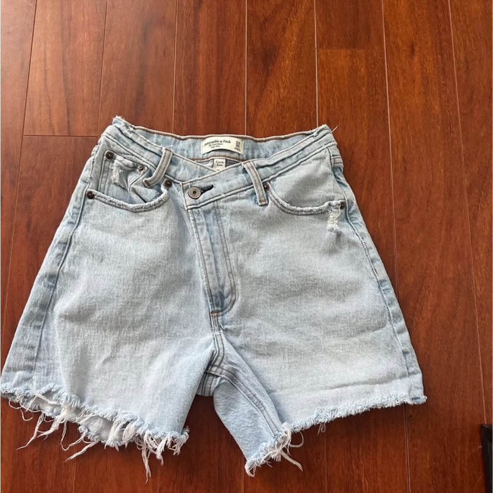 Abercrombie & Fitch Light Blue Frayed Jean Shorts